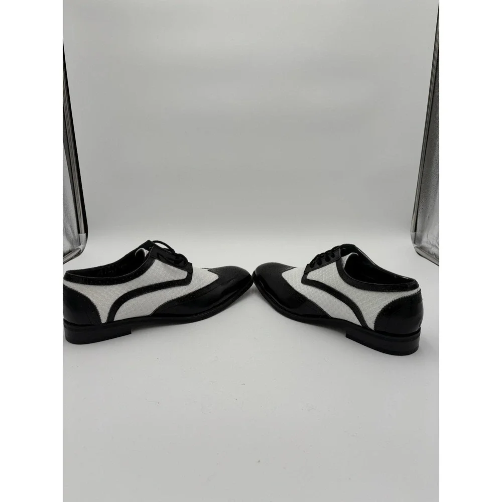 Giorgio Venturi Mens Sz 8.5 Wingtip Oxfords Black & White Leather Dress Shoes
